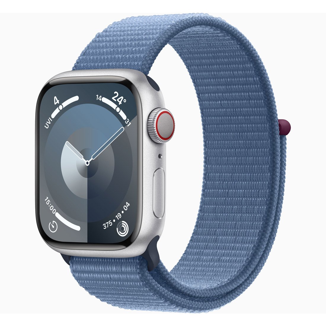 Apple Watch S9 GPS + Cellular 41mm Silver Aluminum Case w/ Winter Blue Sport Loop